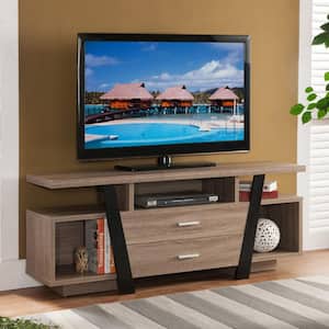Dark Taupe and Black TV Stand Fits TV's up to 60 in. with Drawers and Shelves