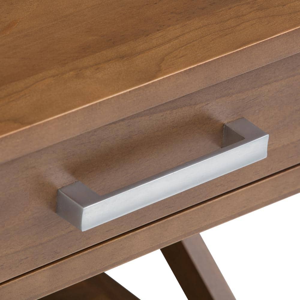 Medium Saddle Brown Wood and Metal Rectangular Side Table with Storage