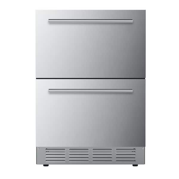 23.4 in. 5 cu. ft. Built-In and Standard Beverage Refrigerator Double Drawer Refrigerator in Stainless Steel Silver