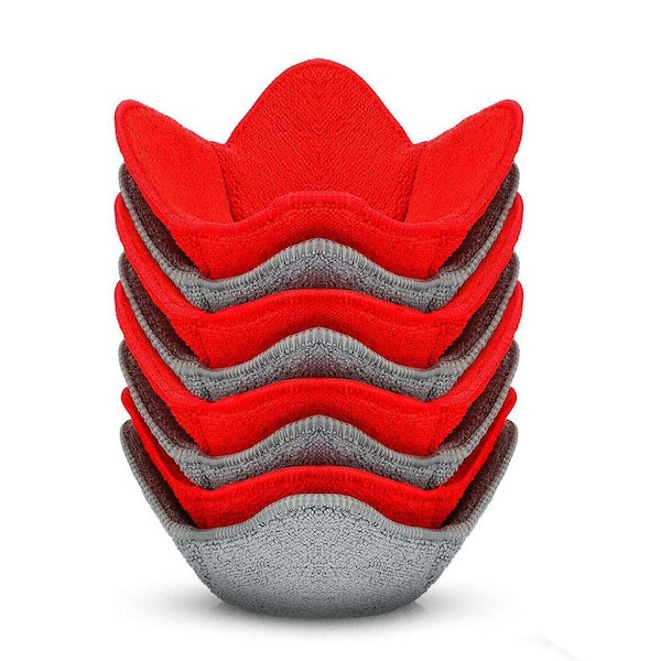 8 Piece Microwave Safe Polyester Bowl Holders Red Grey Heat Insulated Hot Soup Food Pot Holder Kitchen Set