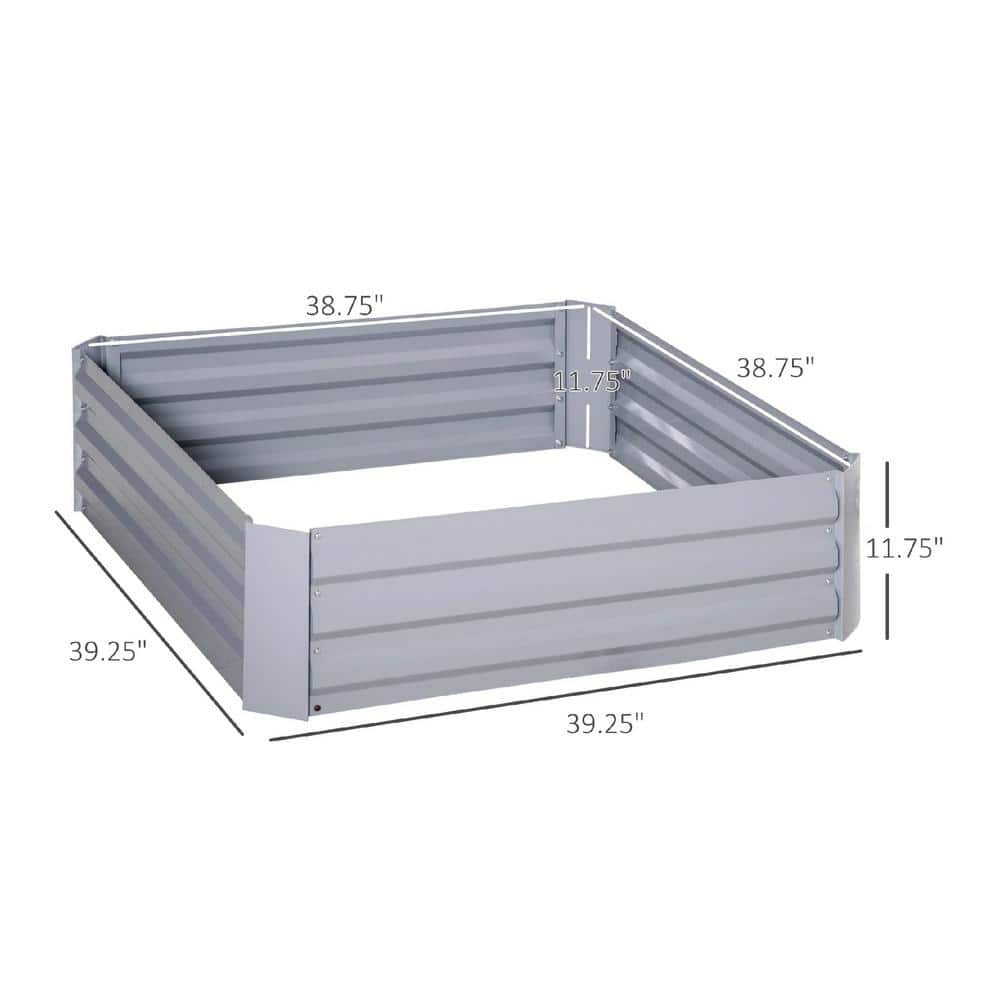 Gray Galvanized Steel Raised Garden Bed Planter Set