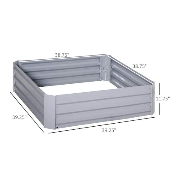 Cubilan Outsunny 2-Piece Galvanized Raised Garden Bed Metal Planter Box for Flower Plant Gray- 39.30 in. x 39.30 in. x 11.80 in.