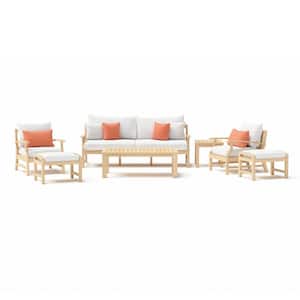 Kooper 7-Piece Wood Sofa and Club Chair Patio Conversation Set with Sunbrella Cast Coral Cushions