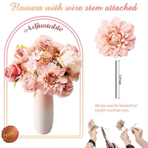7.8 in. Pink Artificial Roses Flowers Combo Box HPJNUVM9 - The