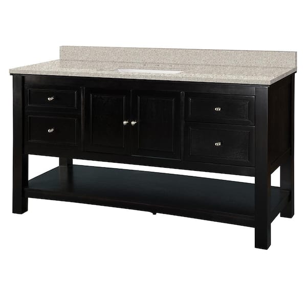 Home Decorators Collection Gazette 61 in. W x 22 in. D Vanity in Espresso with Engineered Vanity Top in Sedona with White Sink