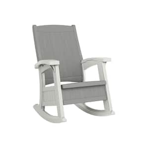 Gray and White 2-Tone Plastic Outdoor Rocking Chair
