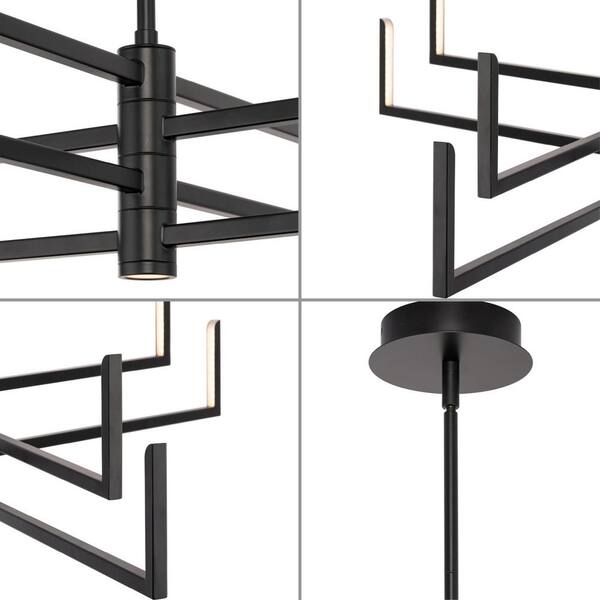 Progress Lighting Pivot 23.4-Watt Integrated LED 6-Light Burnished Nickel Chandelier with Frosted Glass Shades Modern Chandelier