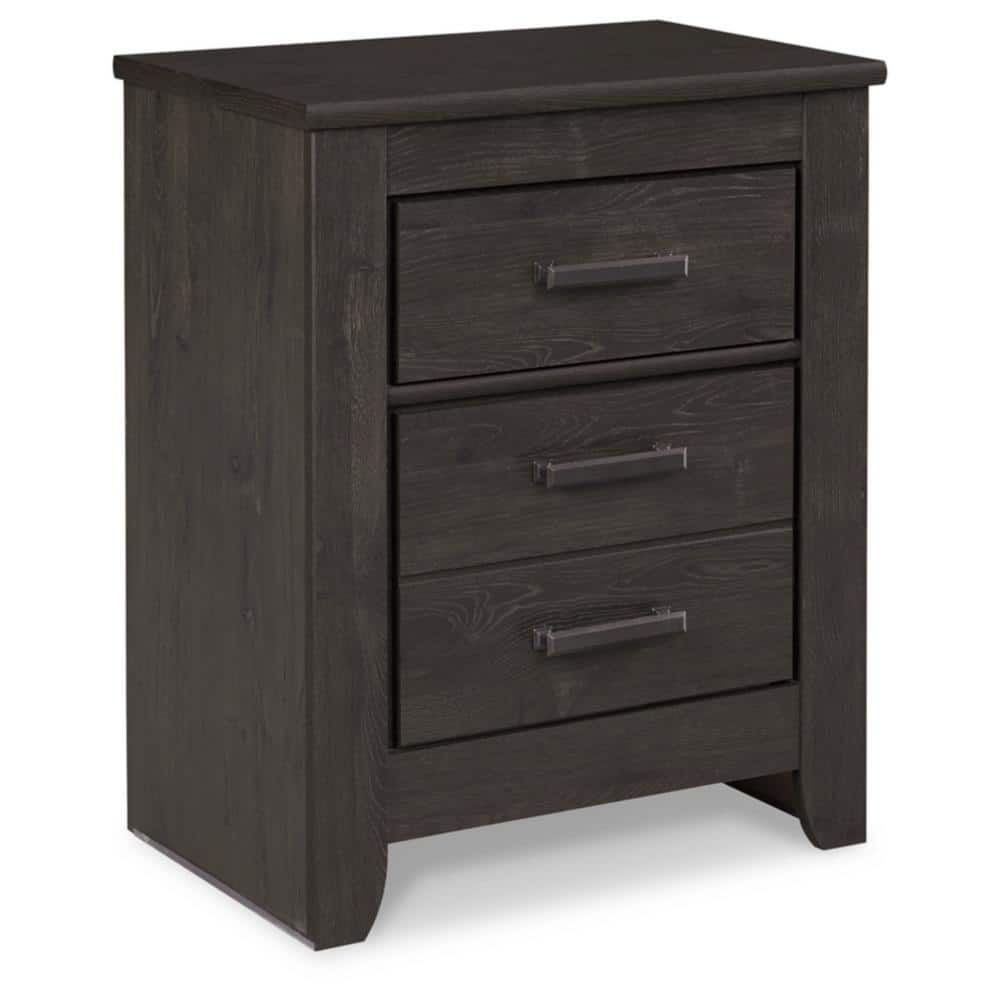 Charcoal Gray 2-Drawer Transitional Nightstand