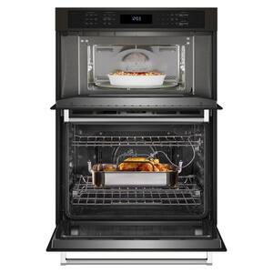 30 in. Electric Wall Oven and Microwave Combo in Black Stainless Steel with PrintShield Finish with Air Fry Mode