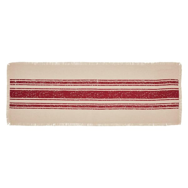 Yuletide 12 in. W x 36 in. H Red Stripe Cotton Burlap Table Runner