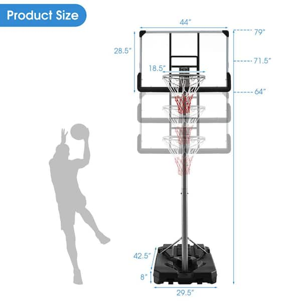 Costway 44 ft. ft. Portable Adjustable Basketball Goal Hoop Stand System  withSecure Bag Outdoor SP37879 - The Home Depot