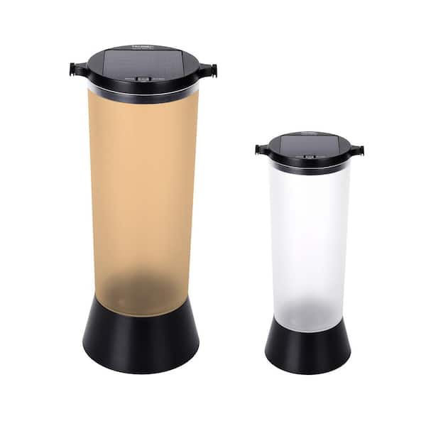 TECHKO Black Outdoor Solar Portable Path Light Coach Sconce with Yellow/White Integrated LED Contemporary Design