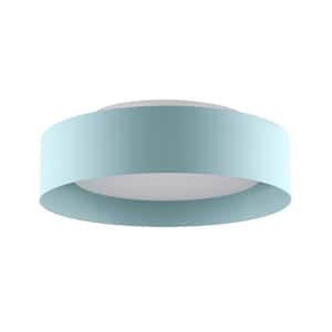 Lynch 15.75 in. 3-Light Powder Blue Flush Mount Ceiling Light