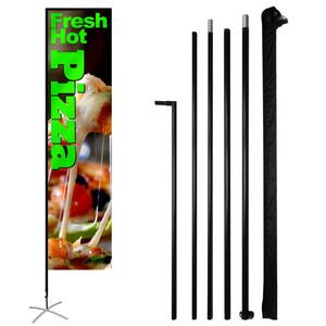14.4 ft. Rectangle Feather Flagpole Set - Assembled Flutter Banner Pole Set
