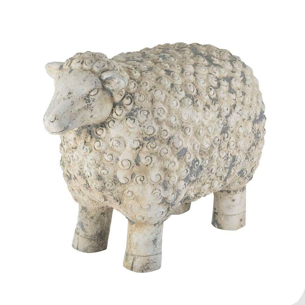 White 25.8 in. x18.1 in. Cement Sheep Figurine with Weathered White and Gray Finish, Vintage Garden Decor price history on PriceWatchPro