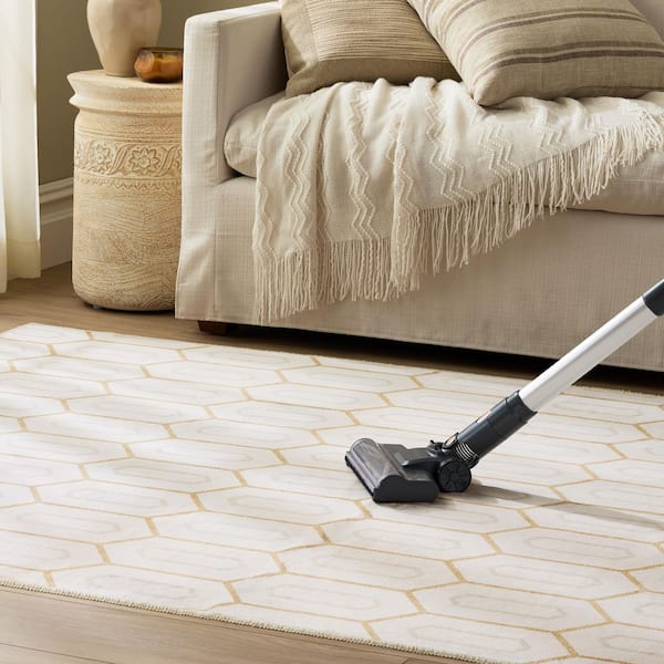 EVERWASH Haven 2 ft. 6 in. x 7 ft. Ivory Mod Geo Washable Area Rug