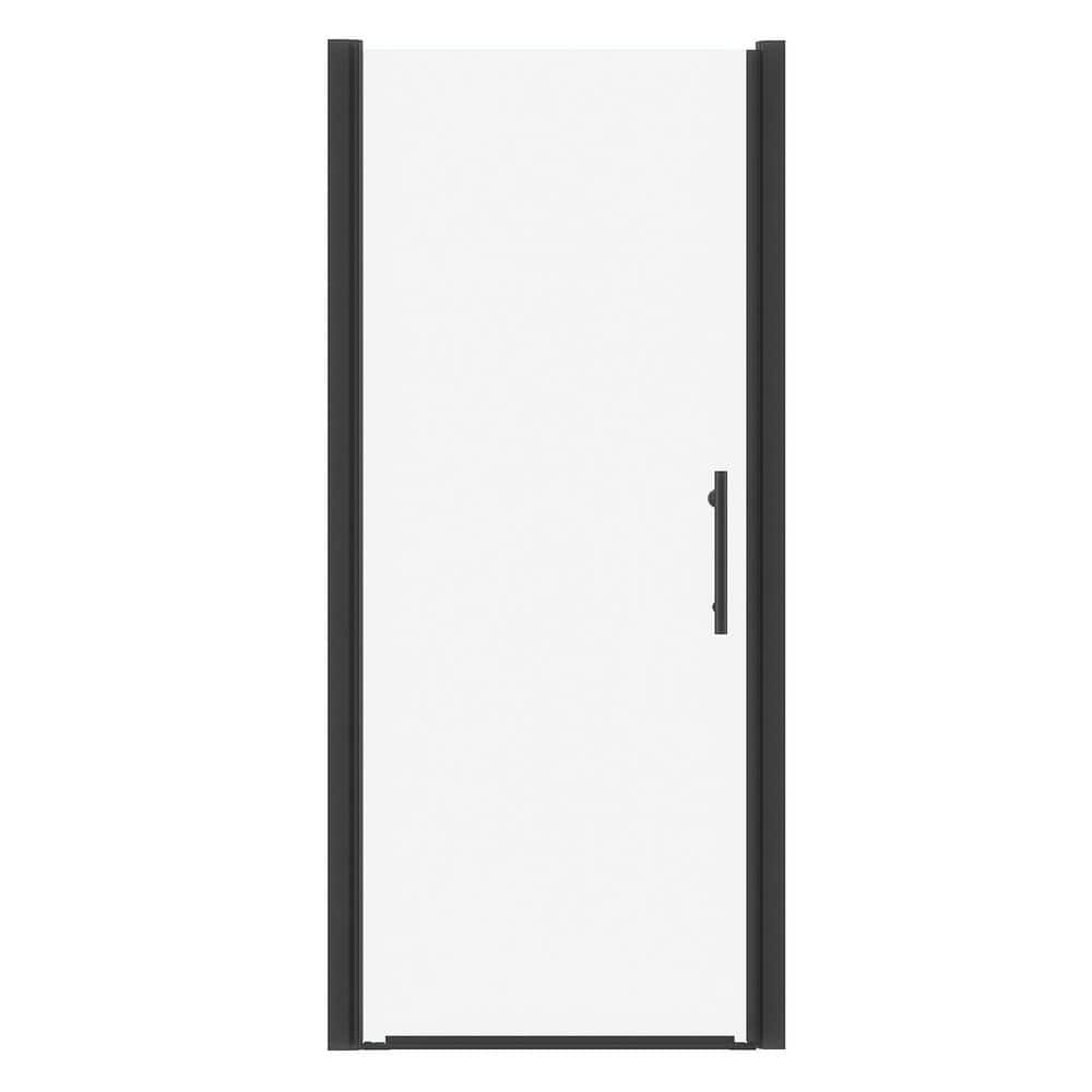 34 in. W x 75 in. H Pivot Semi-Frameless Shower Door in Matte Black Finish with Clear Tempered Glass price history on PriceWatchPro