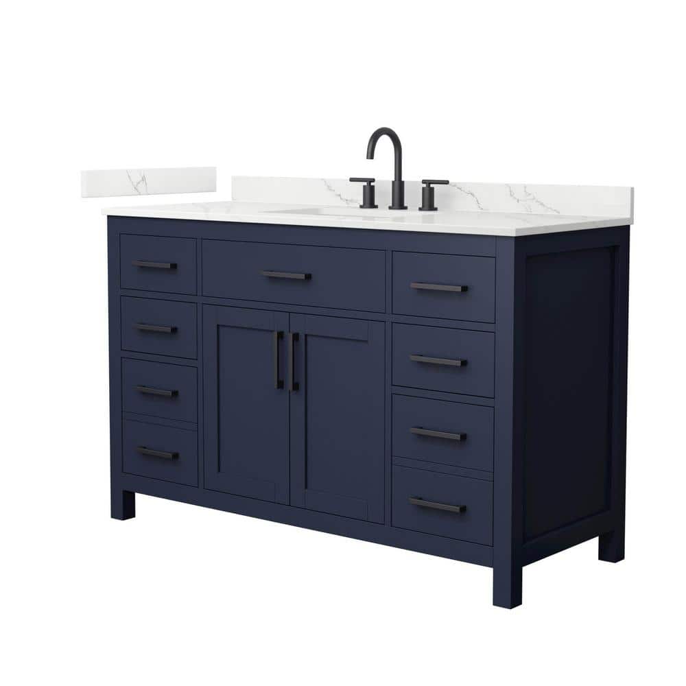 Beckett 54 in. Single Freestanding Dark Blue Bath Vanity with Giotto Quartz Top (Assembled) price history on PriceWatchPro
