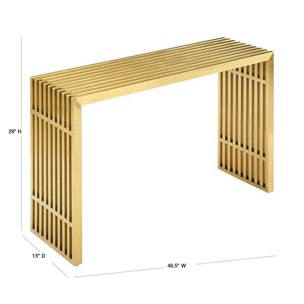 Elegant Gold Stainless Steel Tubular Console Table