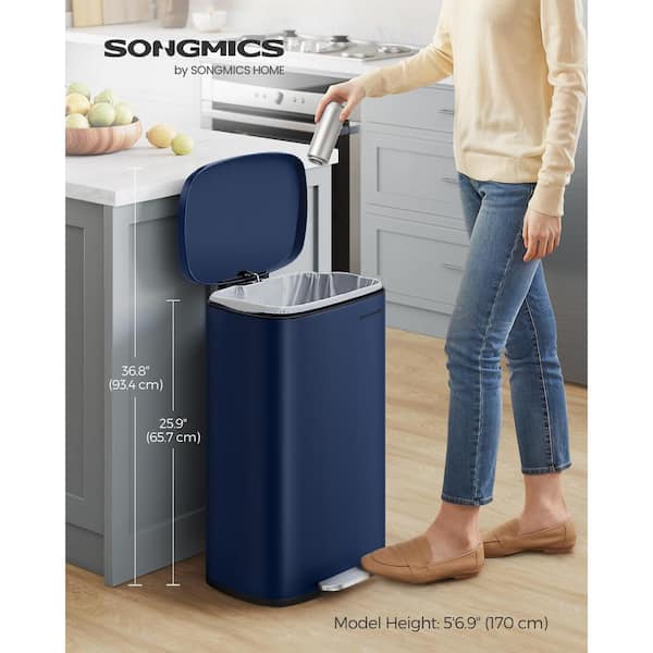 ITOPFOX Kitchen 13.2 Gal. Blue Metal Household Trash Can Step Lid