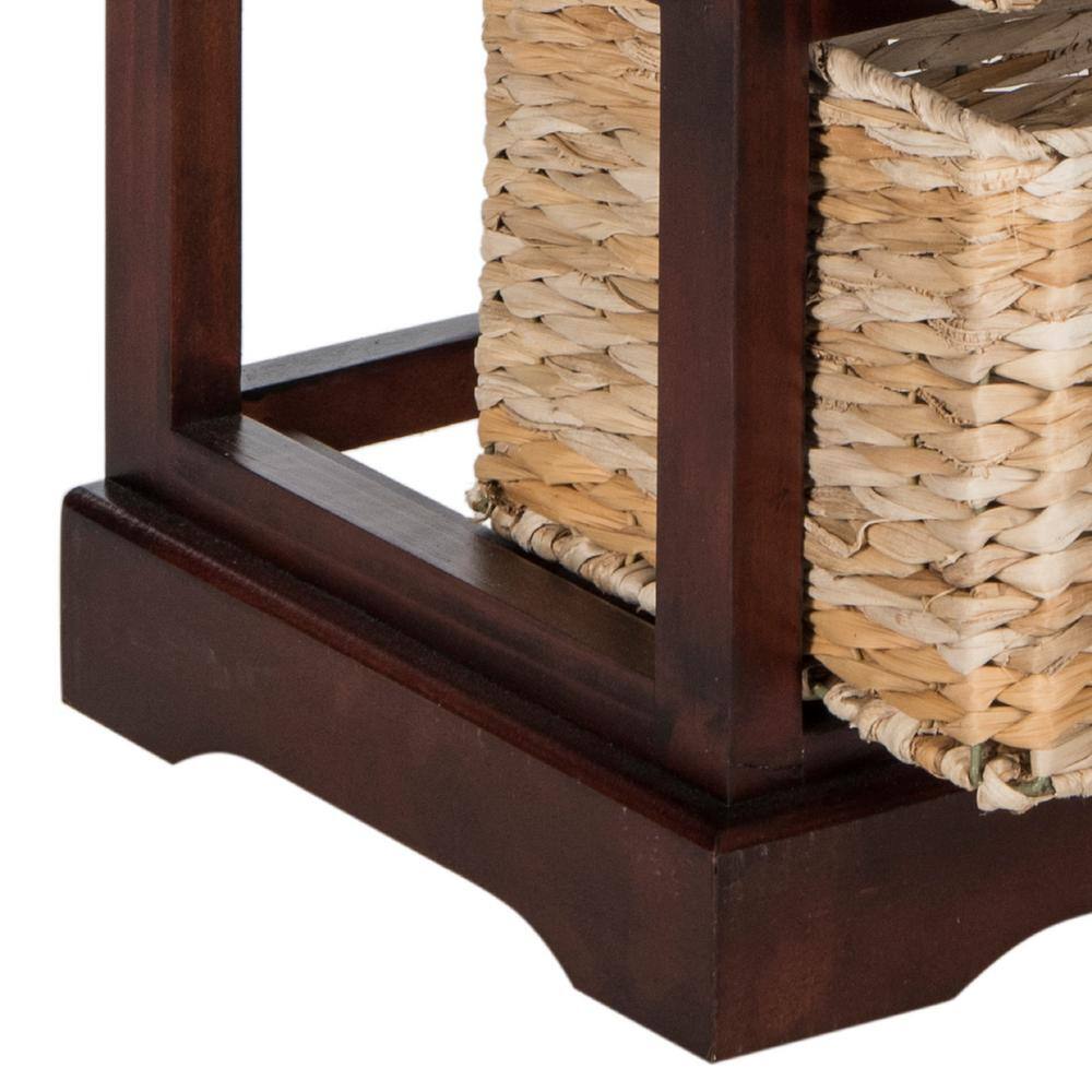Cherry Pine 5-Drawer Wicker Basket Storage Tower