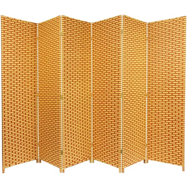 Oriental Furniture 6 ft. Rust Woven Fiber 6-Panel Room Divider