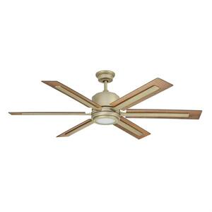 Palermo Grove 60 in. 6-Blade LED Indoor Antique Nickel Farmhouse Dual Mount Ceiling Fan with Light and Remote Control