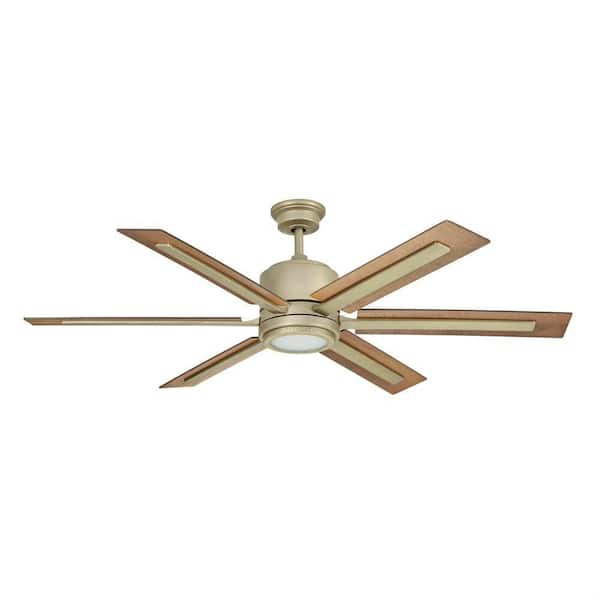 Palermo Grove 60 in. 6-Blade LED Indoor Nickel Farmhouse Ceiling Fan with Remote Control and Color Changing Technology