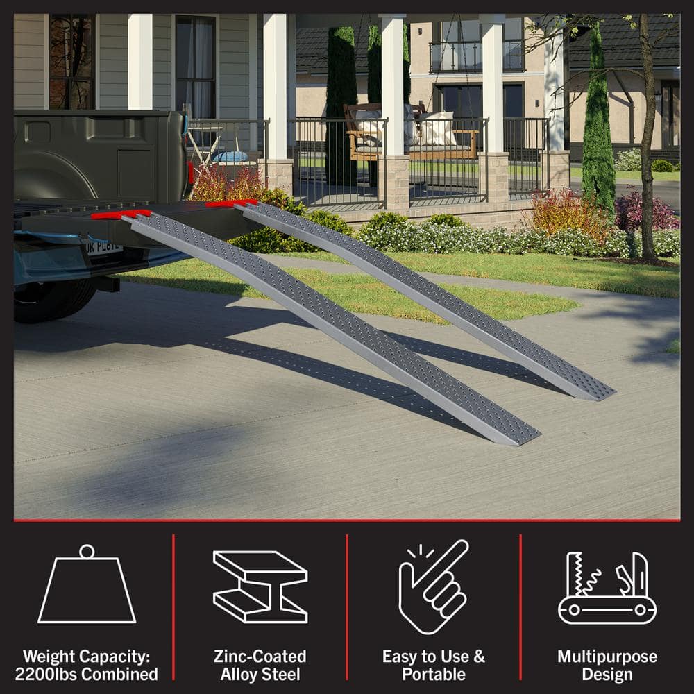 Set of Two 69-Inch Steel Loading Ramps with Anti-Skid Design