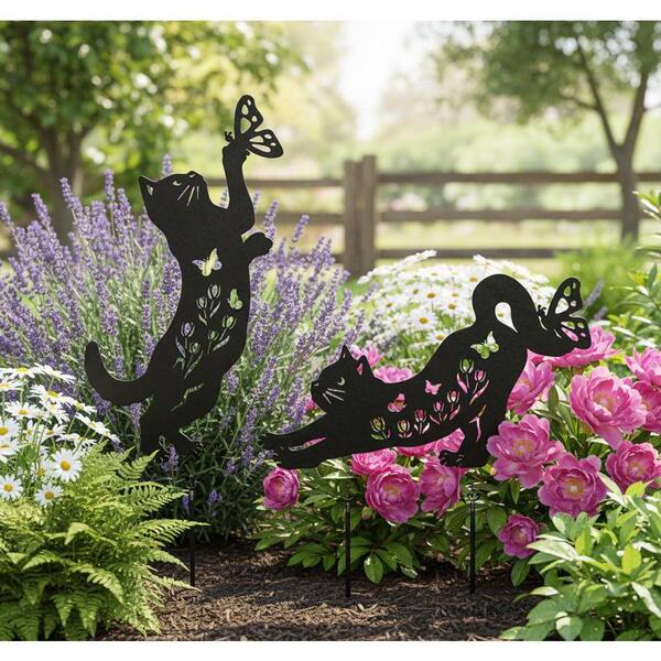 Unbrand Black Cat Metal Garden Stakes Outdoor Decor - Silhouette