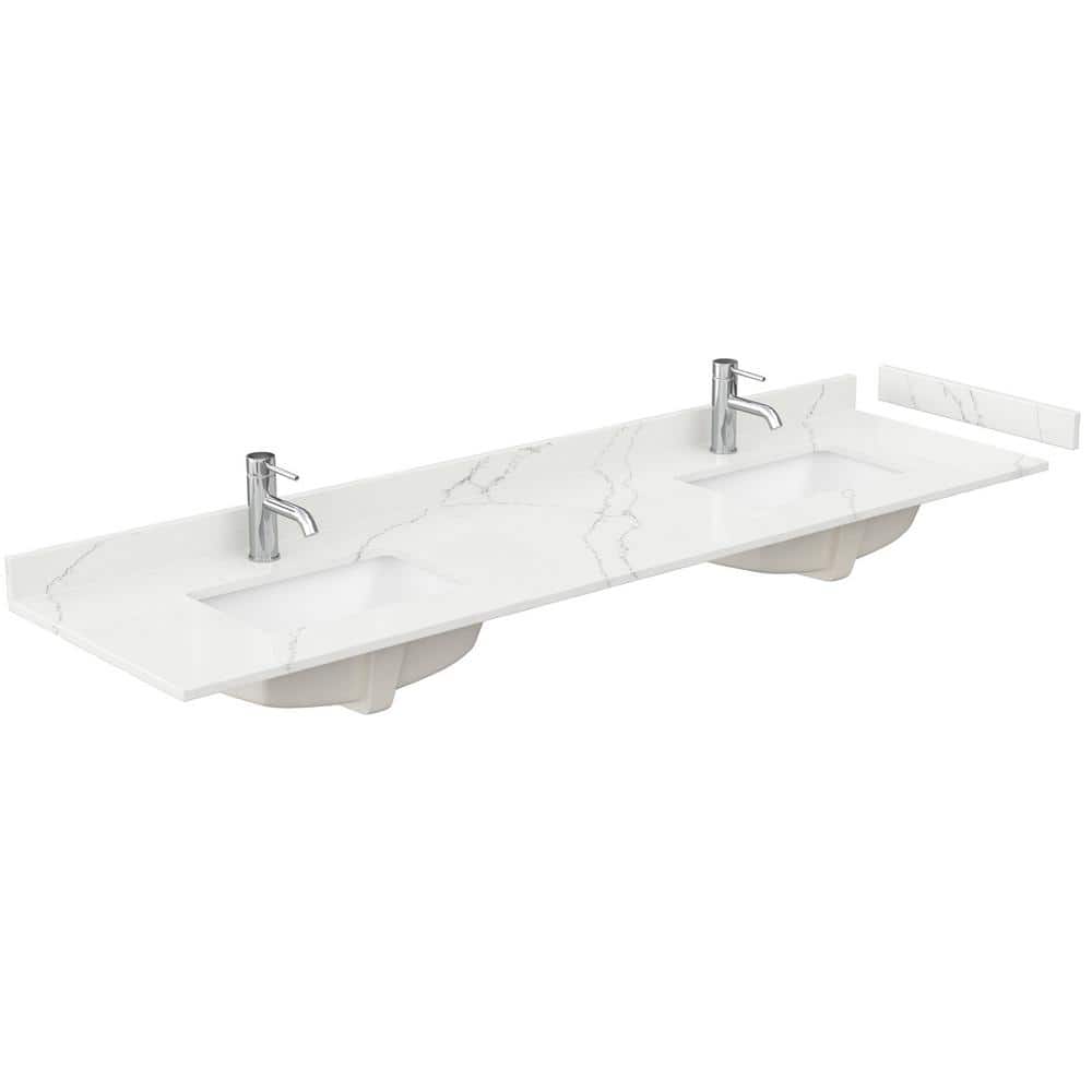 Wyndham Collection 80 in. W x 22 in. D Quartz White Rectangular