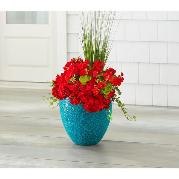 15.1 in. Aurelia Medium Teal Patina Decorative High-Density Resin Planter 2-Pack (15.1 in. W x 14.2 in. H)