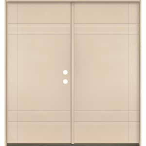 SUMMIT Modern 72 in. x 80 in. Left-Active/Inswing 10-Grid Solid Panel Unfinished Double Fiberglass Prehung Front Door