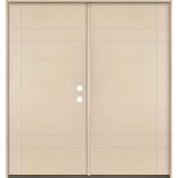 Krosswood Doors SUMMIT Modern 72 in. x 80 in. Left-Active/Inswing 10-Grid Solid Panel Unfinished Double Fiberglass Prehung Front Door
