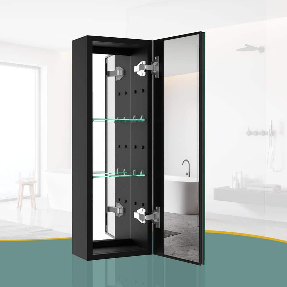 10 in. W x 30 in. H Rectangular Aluminum Medicine Cabinet with Mirror (Righ