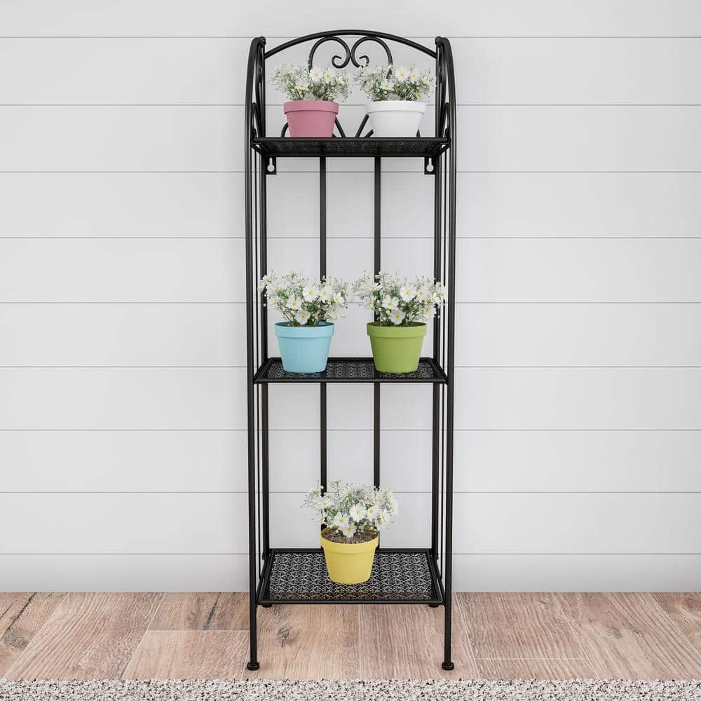 Black Metal 3-Tier Vertical Indoor/Outdoor Plant Stand