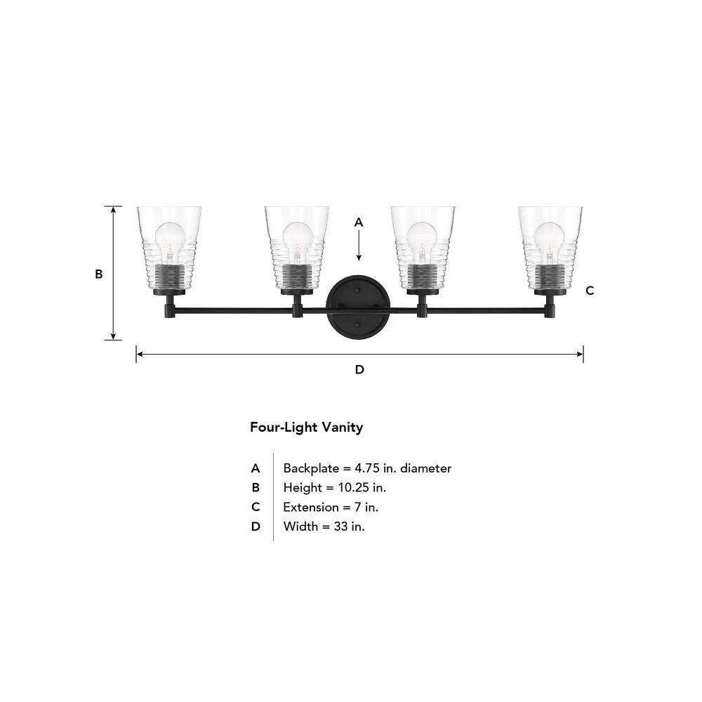 Ingo 33.5" Black Matte 4-Light Dimmable Bath Vanity