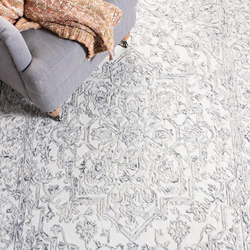 Ivory and Charcoal Hand-Tufted Wool 8' x 10' Rug