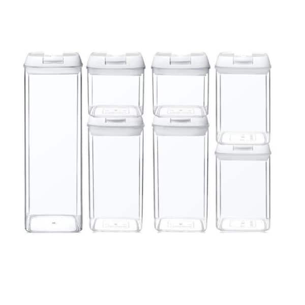 Aoibox 7-Piece Airtight Food Storage Containers Set with Easy Lock Lids Include 24-Labels, White