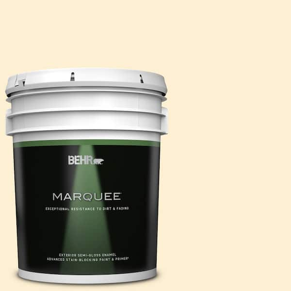 BEHR MARQUEE 5 gal. #YL-W03 Honied White Semi-Gloss Enamel Exterior Paint & Primer