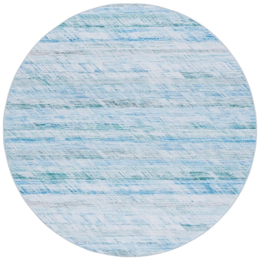 Tacoma Gray/Aqua 6 ft. x 6 ft. Machine Washable Striped Marle Round Area Rug price history on PriceWatchPro