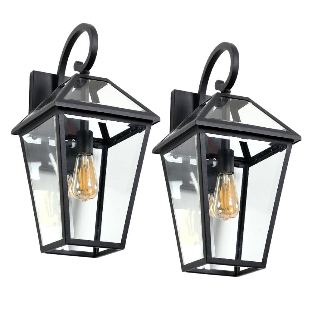 16.5 in. Black Outdoor Retro Wall Lantern Sconce Hardwired Outdoor Wall Light Fixture with No Bulbs Included (2-Pack) price history on PriceWatchPro