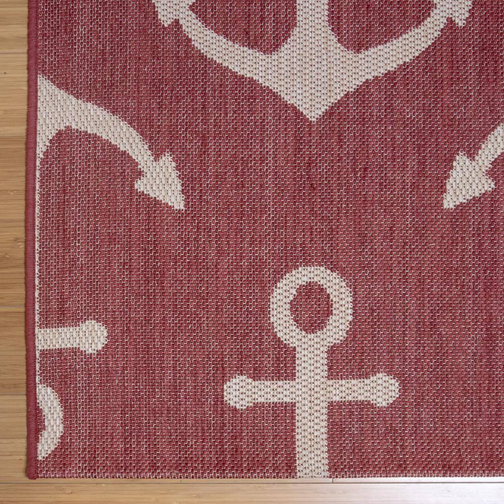 Red Nautical Anchor Indoor/Outdoor Flatweave Rug 6'6" x 9'6"