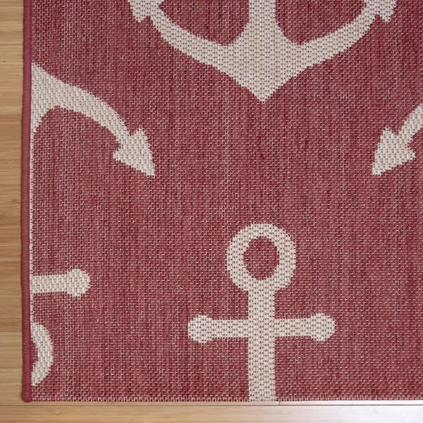 Blush Pink Rose Gold Nautical Anchors Rug by Eclectic