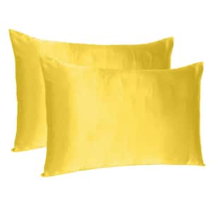 Amelia Lemon Solid Color Satin Standard Pillowcases (Set of 2)