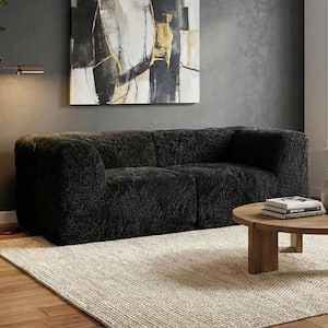 Curated visual reference: Picture Idea: Furniture Of America Getty 80 In Solid Faux Fur Fabric