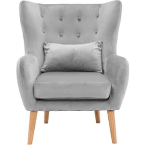 Gray Fabric Wingback Arm Chair