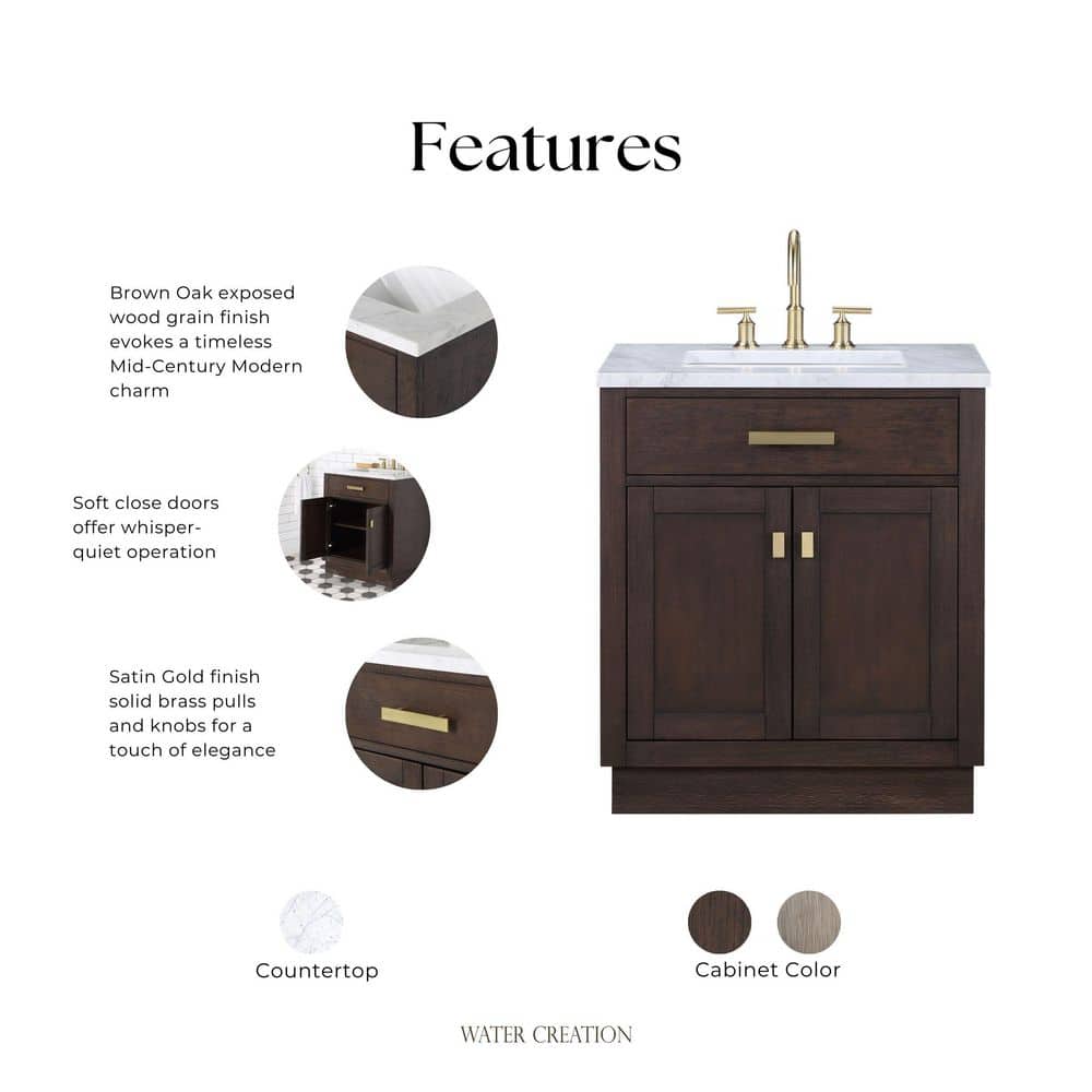 Chestnut Brown Oak Single Bathroom Vanity with Ceramic Sink