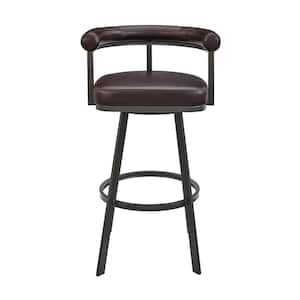 Nolagam 34-38 in. Brown/Brown Metal 30 in. Bar Stool with Faux Leather Seat