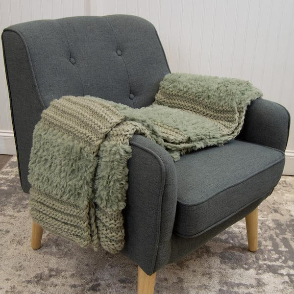 DONNA SHARP Plush Knit Sage Polyester Throw Blanket